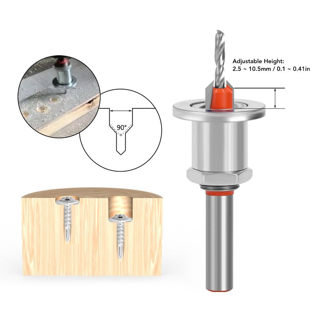 5pcs 2.8-4mm Cone Size Adjustable Countersink Bit 90 Degree Angle Counterbore Bit For Woodworking