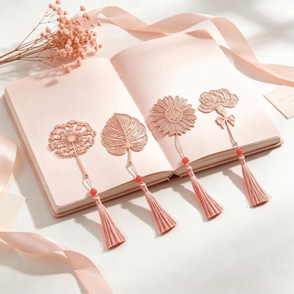 Leaf Hollow Tassel Book Markers Sunflower Pattern Chinese Style Bookmark Reading Gift