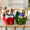Christmas Ornament Puppy Gift Box Design Resin Material Multiple Styles Santa Hat Scarf Elements Festive Holiday Christmas Decor