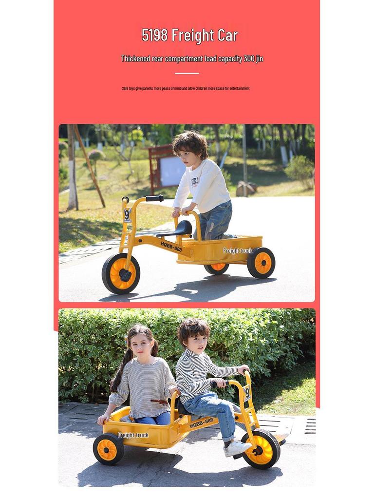 Kindergarten-Dreirad für Kinder 2-8 Jahre - Outdoor-Pedal-Fahrrad für Kleinkinder mit Eltern-Kind-Funktion