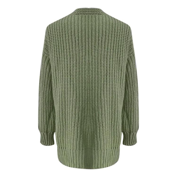 Cardigans Femininos - Cardigan de Tricô Grosso com Abertura Frontal Suéter Feminino de Caimento Solto Manga Longa Roupa Exterior Casual Outono Inverno Para Camadas