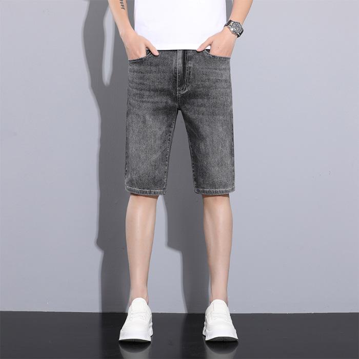 

New high-waist stretch mid-trousers men s denim five-point pants casual 5-point shorts 38