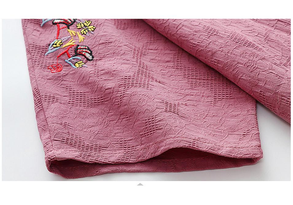 Haut brodé en coton style chinois à manches courtes pour femmes âgées - Ensemble t-shirts d'été pour mamans et grands-mères
