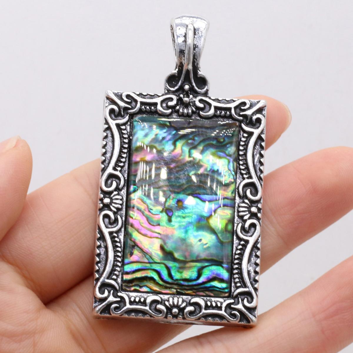 

1 шт., Винтажные прямоугольные подвески-шармы из натуральной ракушки и сплава для DIY ожерелья, изготовления ювелирных изделий, уникальные подарки ручной работы к началу учебного года 3×6 см 1Pc/30×60mm