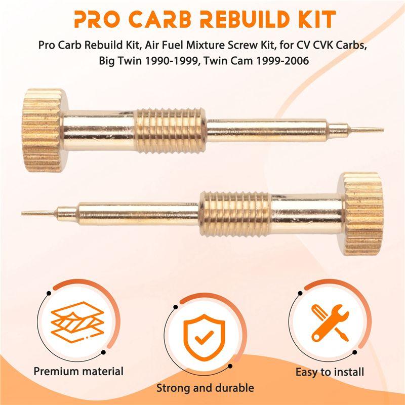 A60zpro Carb Rebuild Kit, Air Fuel Mixture Screw Kit, For Keihin CV CVK Carbs, Big Twin 1990-1999, Twin Cam 1999-2006May