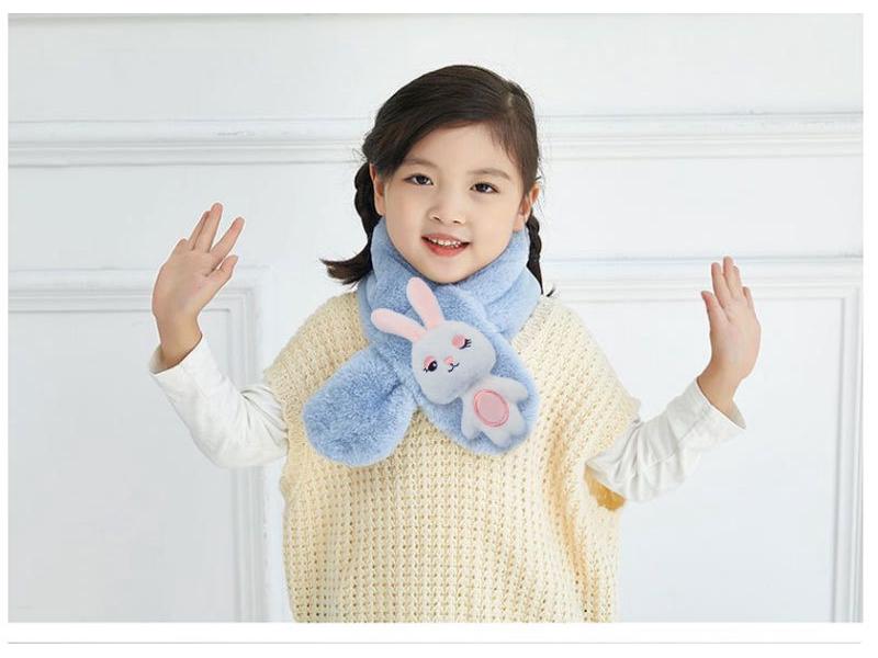 Autumn & Winter Plush Children's Scarf: Cute Korean-Style Rabbit Neck Warmer for Cold Protection