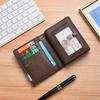 Schoolbag New Men's Multi-functional, Wallet, Zipper, Wallet, Retro Leather Card Bag, Certificate Storage, Large-capacity Change Bag.