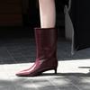 Silver Fashion Simple Temperament Short Boots 2025 Autumn New Pointed Stiletto Sleeve One Pedal High Heel Fashion Boots