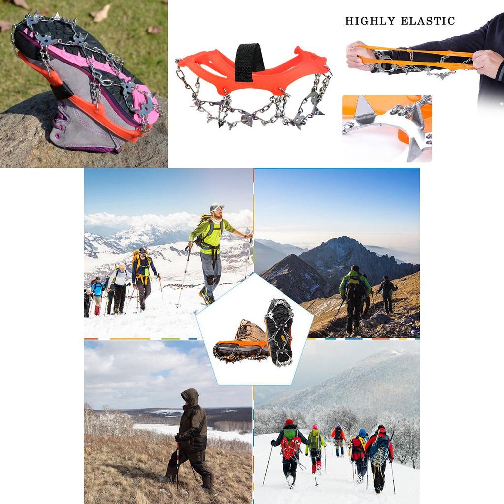 Crampons Versáteis de 18 Dentes para Gelo e Neve Pegador Antiderrapante para Escalada Coberturas para Sapatos Travas com Espinhos
