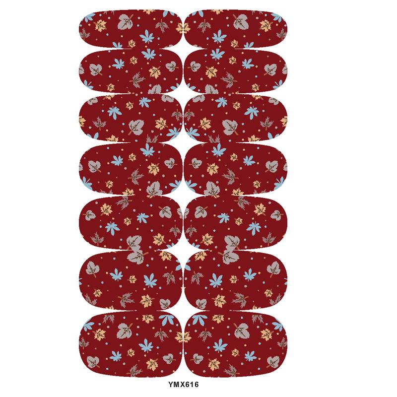 Autumn Maple Leaf Full Cover Waterproof Nail Art Stickers - Japanese Style Floral Design