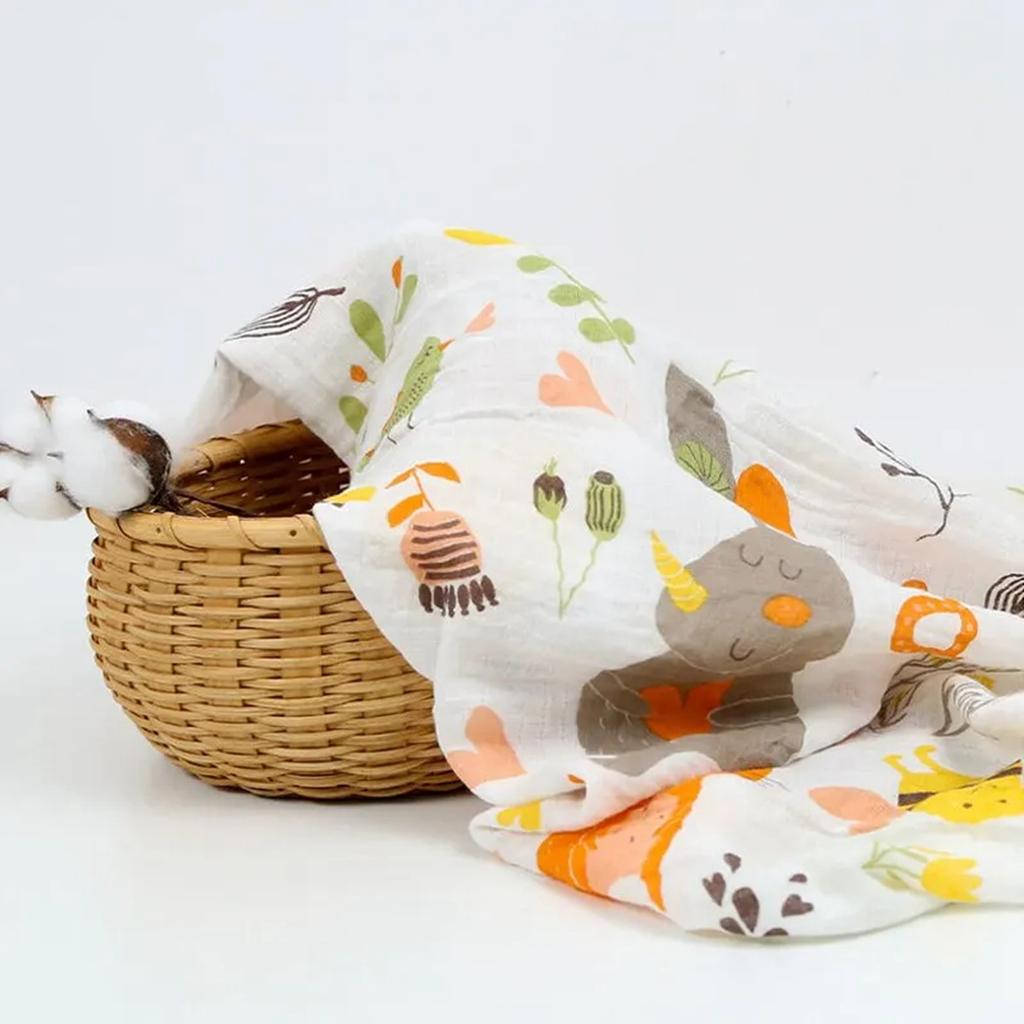 Newborn Swaddle Blanket 110x110CM Baby Muslin Gauze Wrap Soft Breathable Lightweight Fabric for Infant Care and Comfort