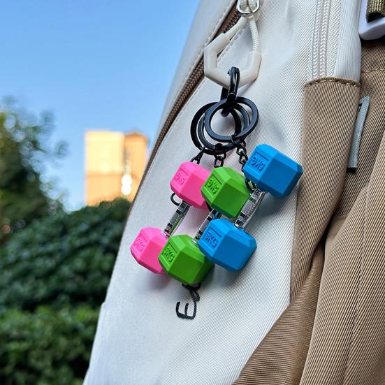 Mini Dumbbell Pendant Keychain Bag Cell Phone Wallet Durable Decorative Keyring Handbag Car Decoration Accessory