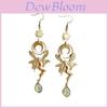 Forest Fairy Green Crystal Earrings With Bohemian Sun Moon Pendant For Women