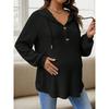 Pregnant Women Knit Hooded Long Sleeve Loose Fit Maternity Top