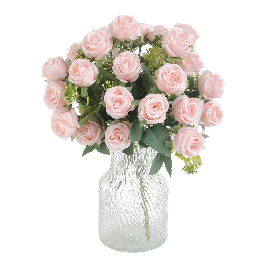 

10 Heads Artificial Rose Flowers Bouquet Silk Simulation Flower for Home Room Decoration Table Party Bride DIY Wedding Decor светло-розовый