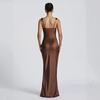 Women’s Satin Maxi Dress – Spaghetti Strap Cami Gown with Side Ruched Detail, Sleeveless Formal Evening Dress for Party Prom & Wedding Guest