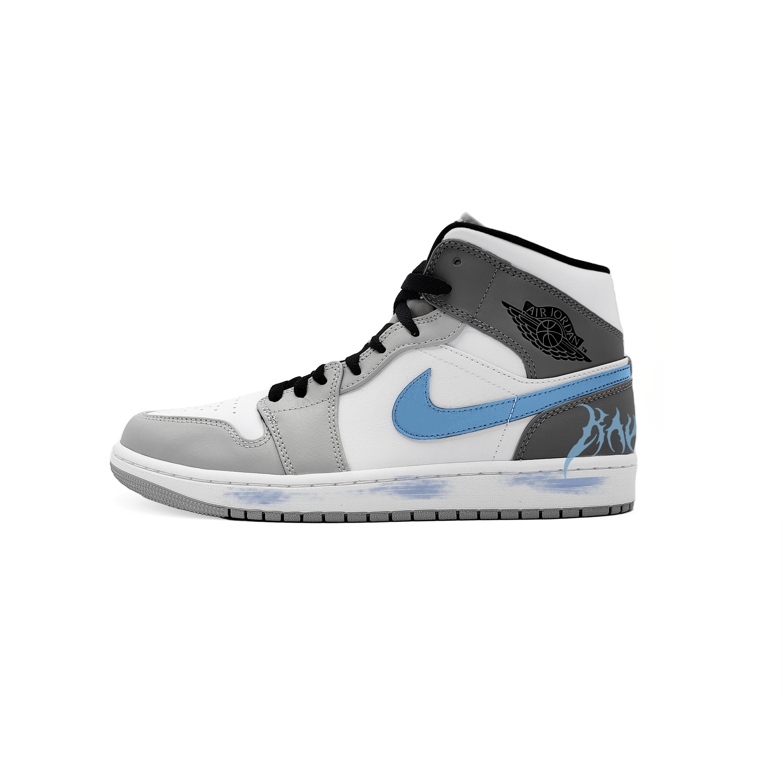 

Jordan Air Jordan 1 Phantom Blue Synthetic Leather, Split Cow Leather, Leather Cushioning Mid top 554724-092(Team1447-) 40.5