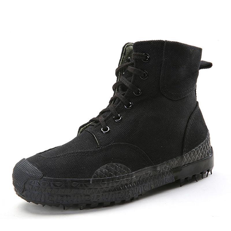 WOTTE Herren Canvas Schuhe High Top Stiefeletten Militärisch Taktische Herrenstiefel Herren Sneaker Alle Jahreszeiten Herren Damen Freizeitschuhe