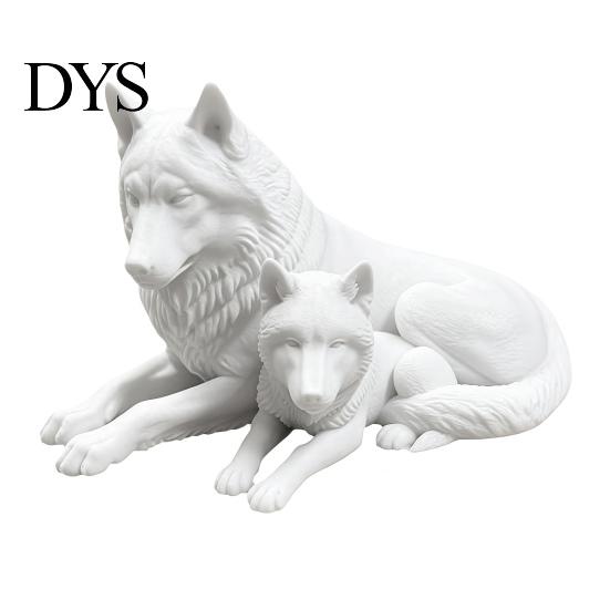 Modern Minimalist Animal Figurines 3D Printed Wolf Figurine, Parent And Child Statue, Symbolic Ornaments for Office Sculpture Living Room Bedroom