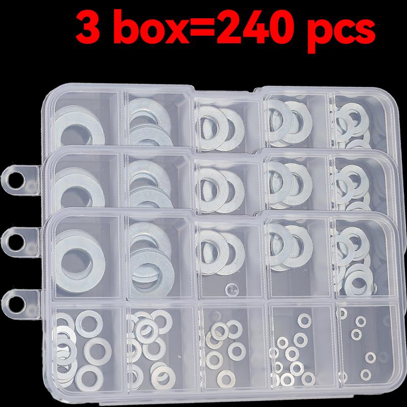 1-5box O-ring Fasteners Washers Stainless Steel Flat Gasket Home Screw Bolts Assorted Kit Accessories M2 M2.5 M3 M4 M5 M6 M8 M10