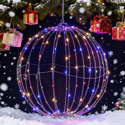 Christmas LED Light Ball Foldable Large Lighted Sphere for Tree Metal Frame Sphere Light for Indoor Outdoor Garden Patio Decor
