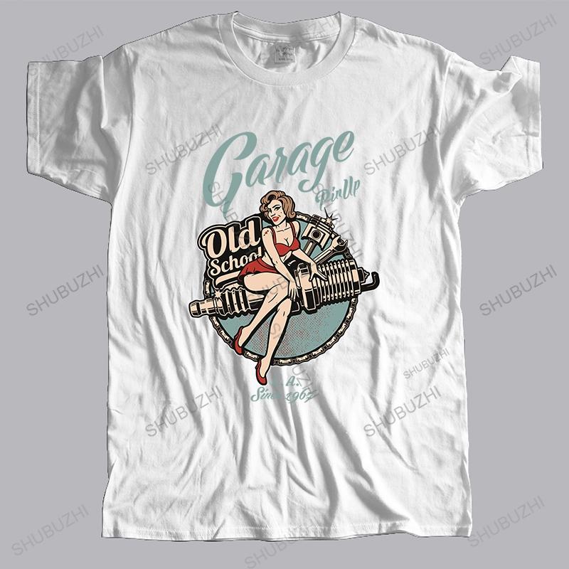

Homme brand fashion t shirt summer men casual tshirt PinUp Girl Army Garage Mechanik Old School Funny Top Tees Mens Tshirt S