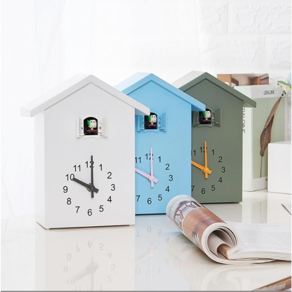 Mearrineser Cuckoo Wall Tabletop Living Cute Wall Bobo Mechanical Clock, Clock, Simulation, Room, Clock, (White)