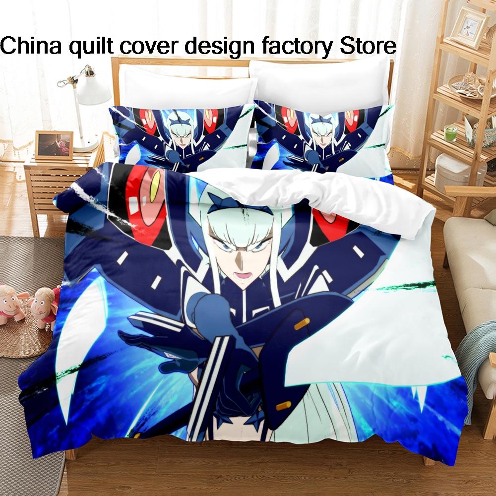 3Pcs Kill La Kill Anime Bedding Set 3D Print Ryuko Matoi Duvet Cover Pillowcases For Teens Fans Room Decor Gift  Bed Linen