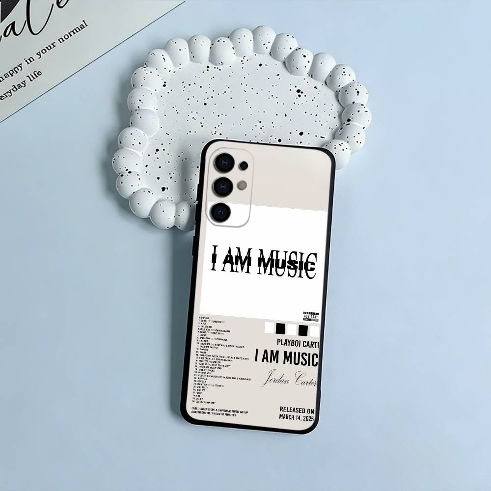 I AM MUSIC (Playboi Carti) Black Soft Silicone Phone Case for Samsung S25, S24, S21, S22, S23, S30, Ultra, S20, Plus, FE, Lite
