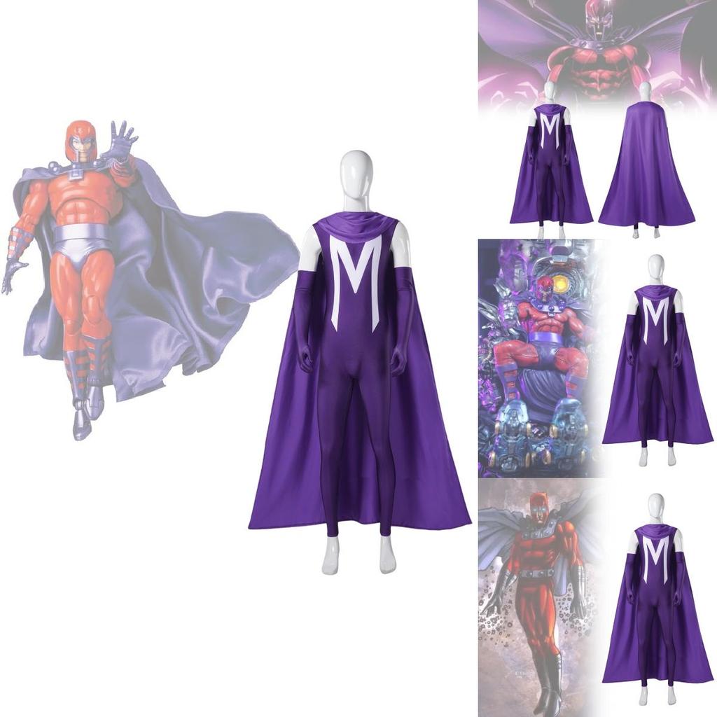 Premium Unisex Cosplay Bodysuit für Halloween Magneto Inspiriertes Superhelden Performance Kostüm