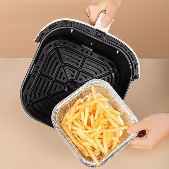 10 Pcs Tin Foil Box Disposable Aluminum Foil Pans with Temperature Lock Insulation Cover for Baking Cakes Pies Casseroles Oven Safe Easy Clean Food