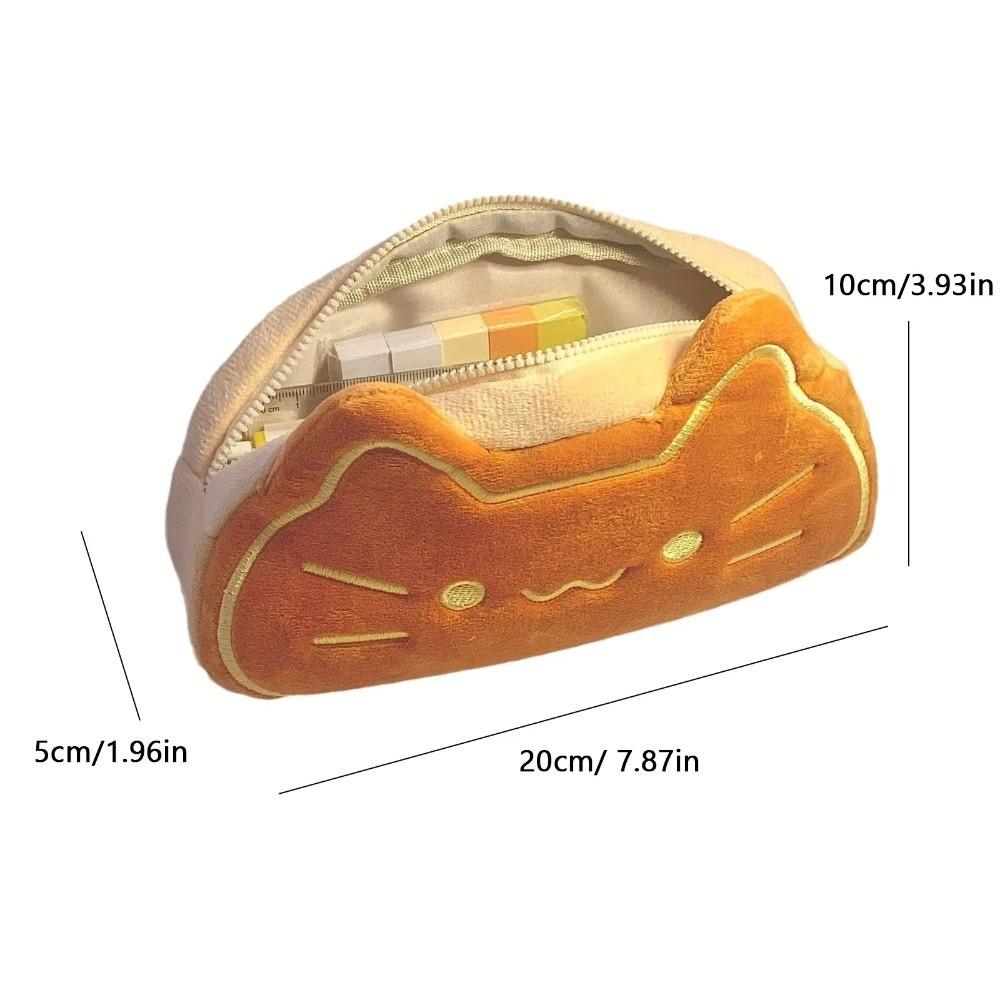 Caramel Cat Pen Case Plush Stationery Bag Cute Pencil Case  Birthday Gift