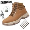 Steel Toe Safety Shoes Men, Anti-Puncture Anti-Smash Non Slip Industrial Work Boots Light Protection Brown Waterproof Boots