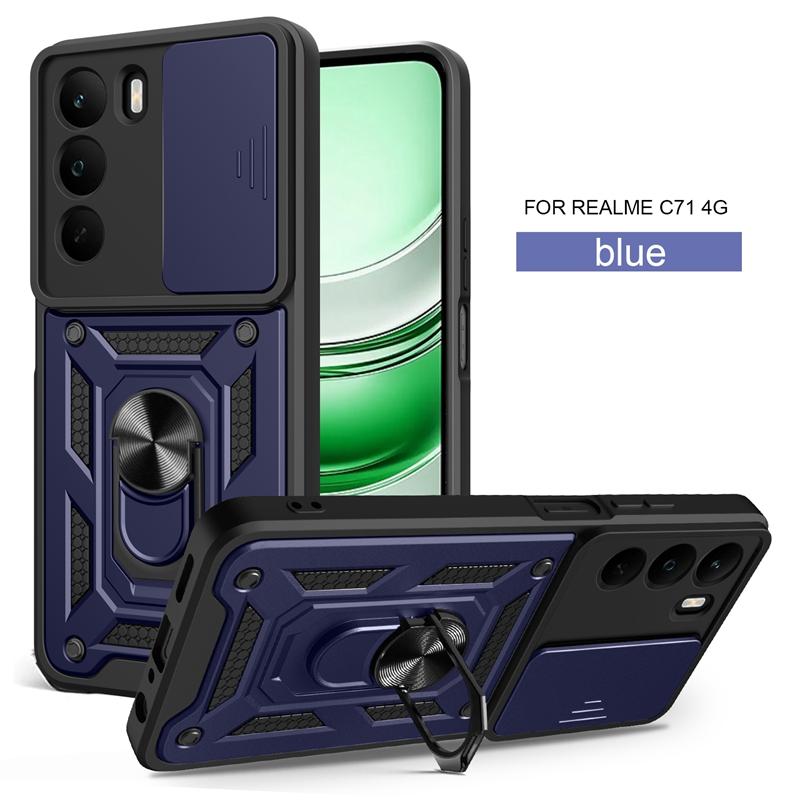 For Realme C71 4G Case Slide Camera Protect Armor Phone Case For OPPO Realme C71 C 71 RealmeC71 Magnet Holder Ring Cover