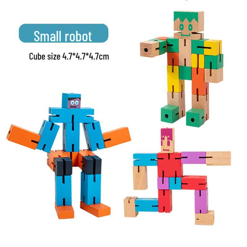 Children's Wooden Magic Cube Deformable Robot Puzzle – Educational and Brain-Teasing Toy