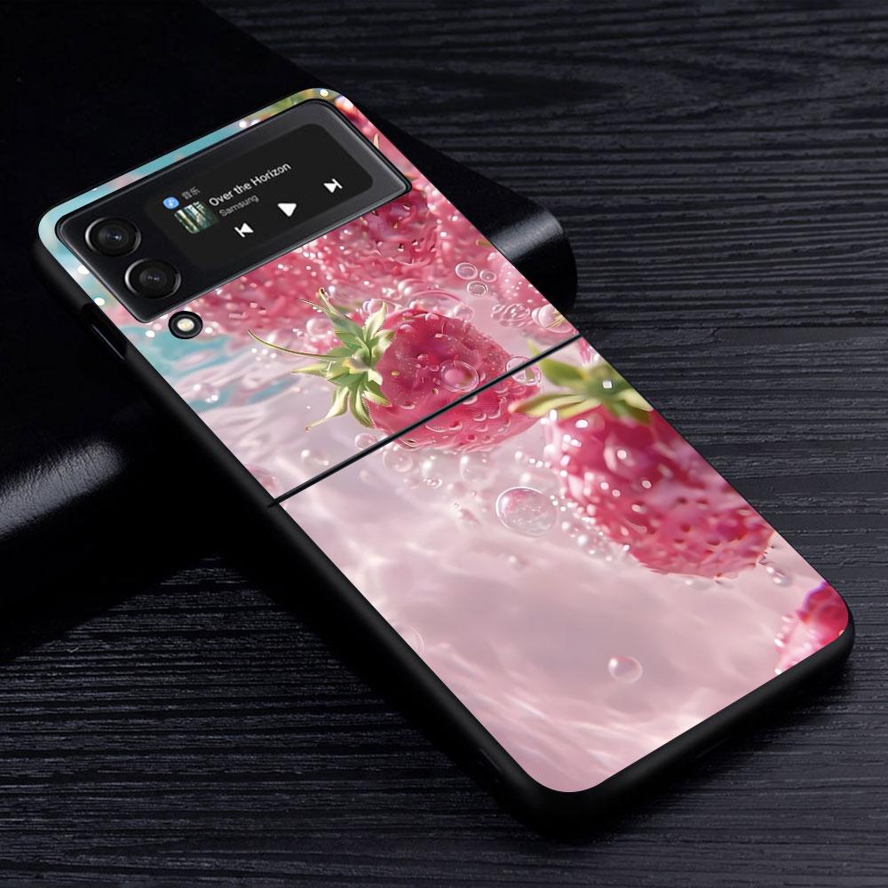 Orange Fruit Watermelon Case for Samsung Galaxy Z Flip4 Flip3 5G PC Hard Cell Phone Shell Z Flip 4 3 Black Zflip4 Zflip3 Cover