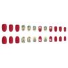 Pack of 24 Press On Nail Matte Red Christmas False Nail Green Leaves Design For Holiday Parties Event Daily Use