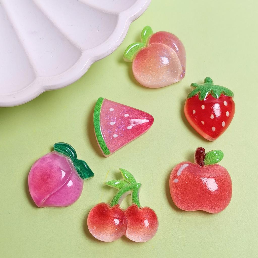 100PCS Mixed Fruit Series Miniature Flat Back Resin Cabochons for Hairpin Scrapbooking DIY Home Decor Craft Accessories
