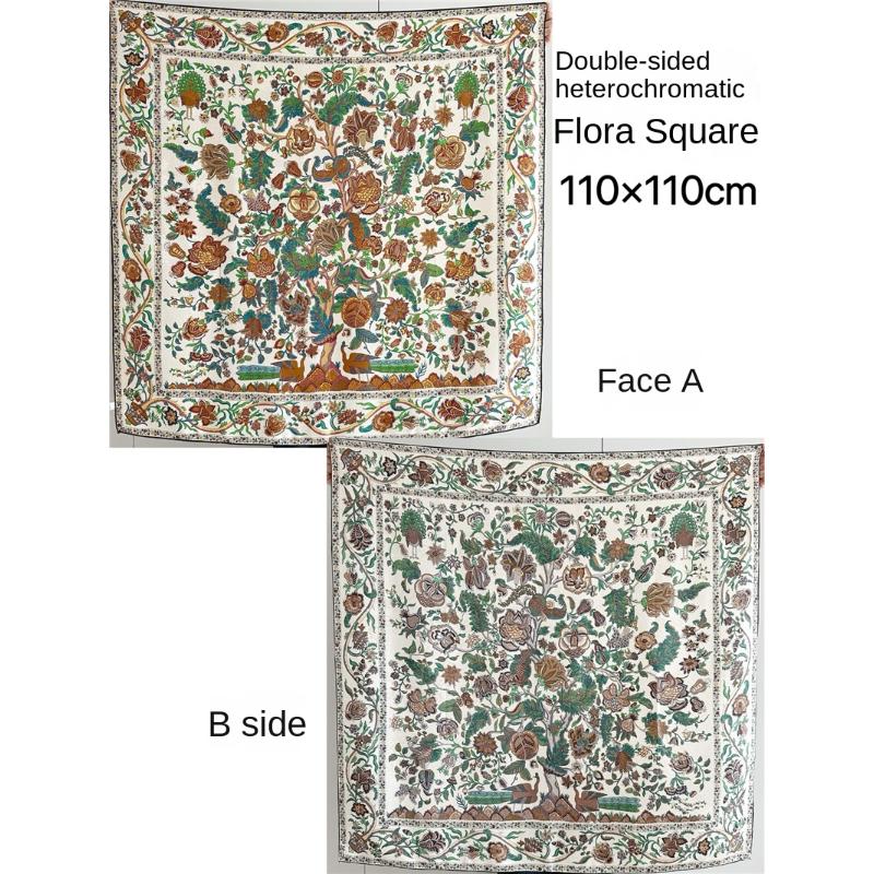 110*110cm oboustranný hedvábný šátek Dámský velkorysý šátek Mulberry Hedvábný šátek