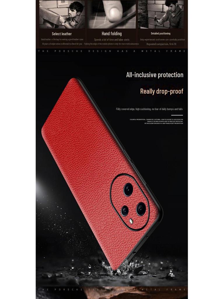 Honor 60/60SE/60Pro Schutzhülle aus echtem Leder mit Litschi-Muster