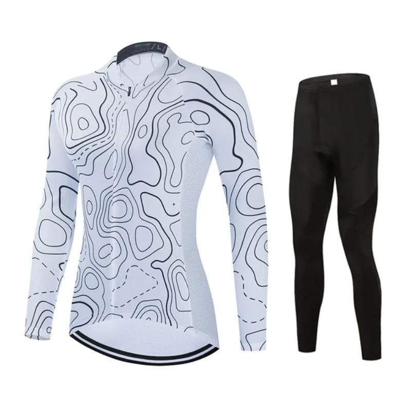 2026 Autumn Velvet Thin Cycling Suit Cycling Suit Bicycle Spring and Women's Long-sleeved Suit Quick-drying Breathable Sunscreen Overalls Trousers