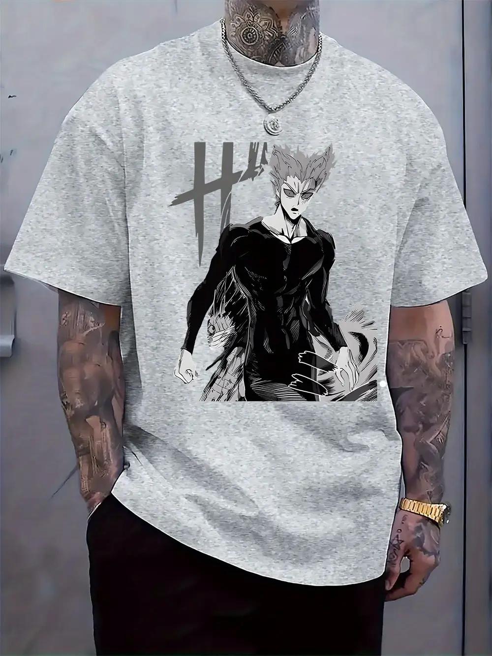 

Light Gray Anime Graphic T-shirt - Short Sleeve XXXL