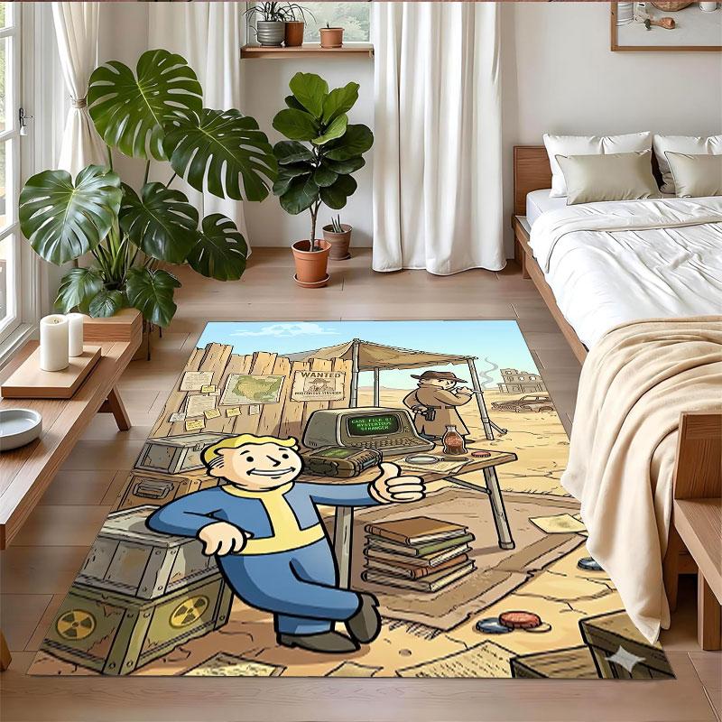 Crystal Velvet Rug Soft Non Slip Indoor Floor Mat Home DecorFallout Vault Boy