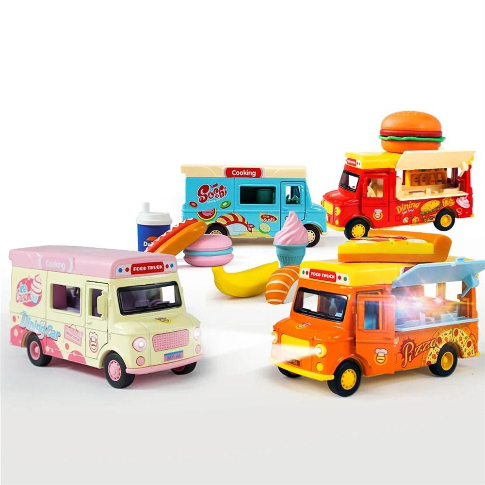Burger Bus Ice Cream Car Model Bright Colors Pull Back Car Food Truck Toy  Children Gift
