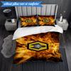 3PCS Wolves Team Emblem Printed Soft Bedding Set,Including 1pc Duvet Cover And 2pcs Pillowcases Perfect for Bedroom, Dormitory, Fan Gift