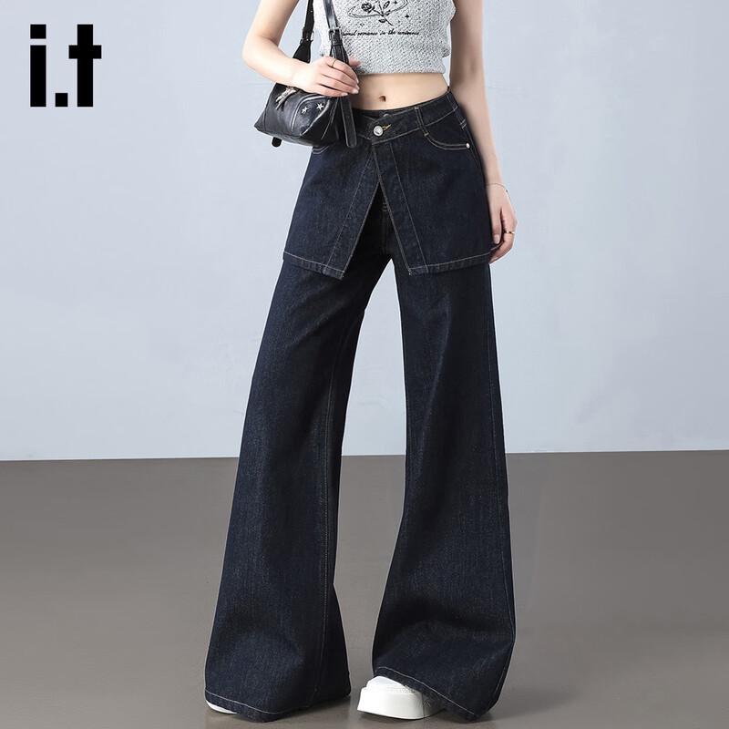 

Izzue It Women s High-Waist Layered Faux Two-Piece Flare Jeans L