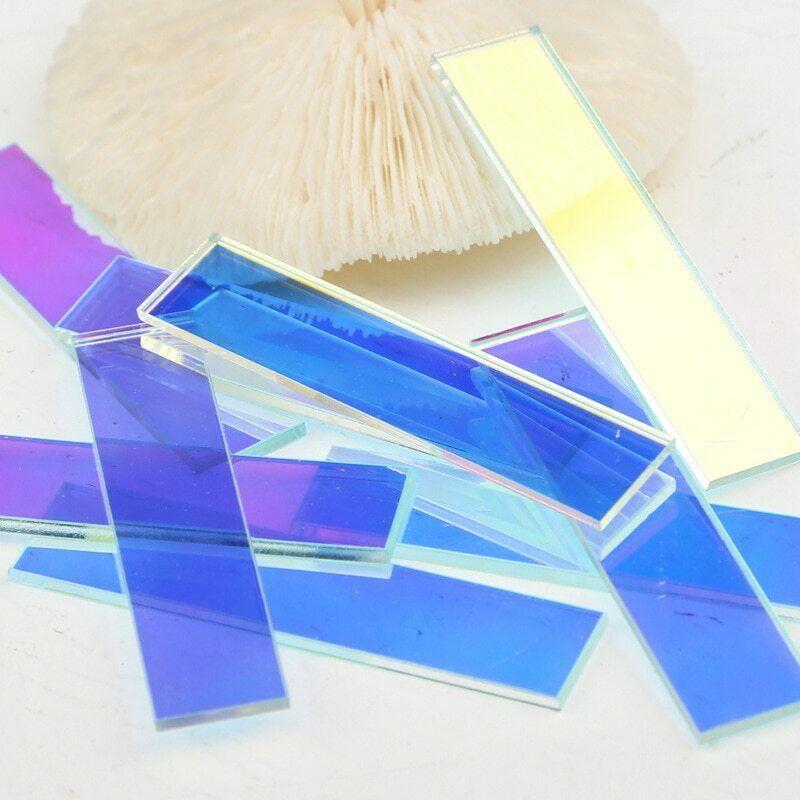 10Pcs Acrylic Nail Art Iridescence Aurora False Nail Tips Display Bar Decoration