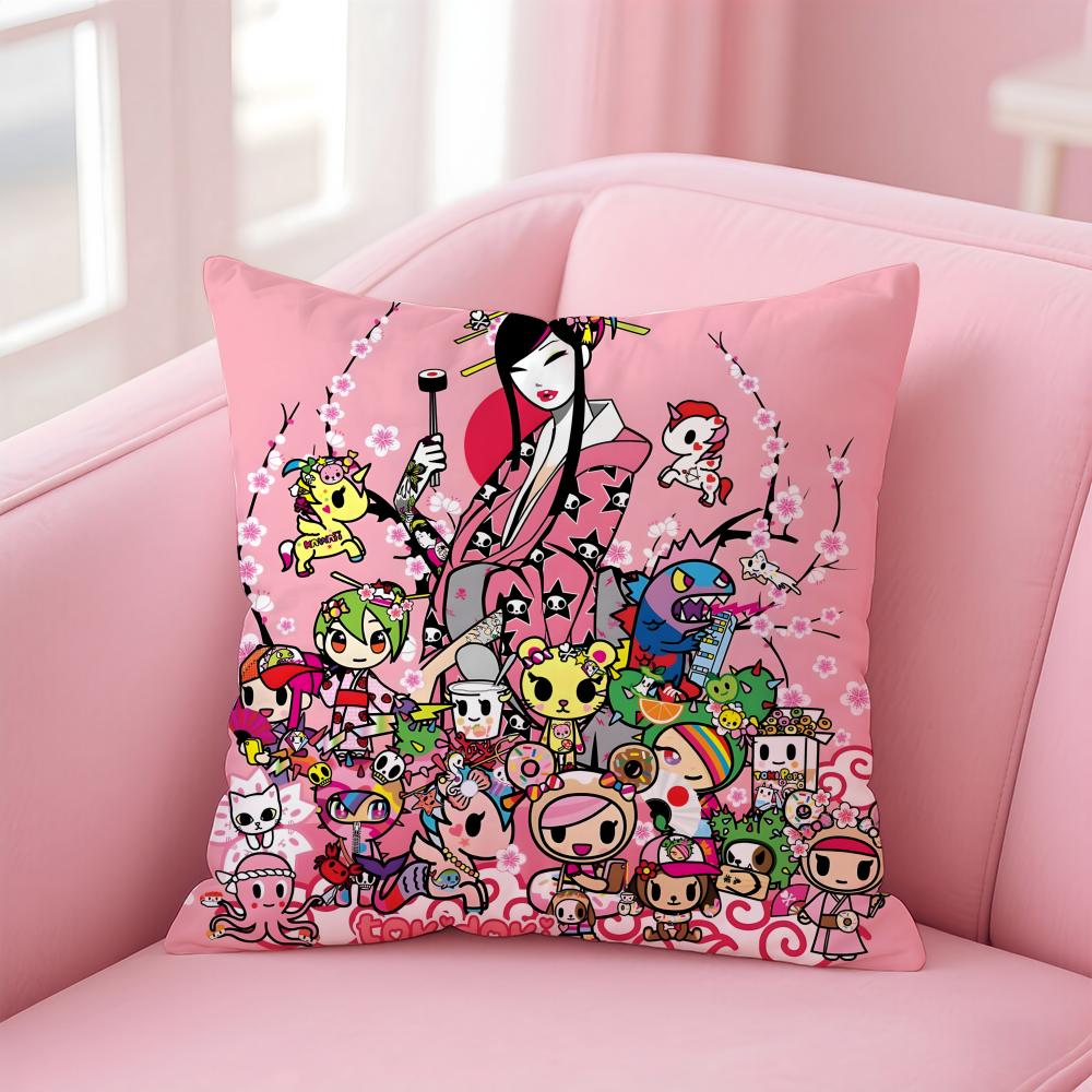 T-Tokidoki Cushion Cover Home & Car Multi-Scene Pillow Cover - Reversible, Soft & Durable for Daily Use