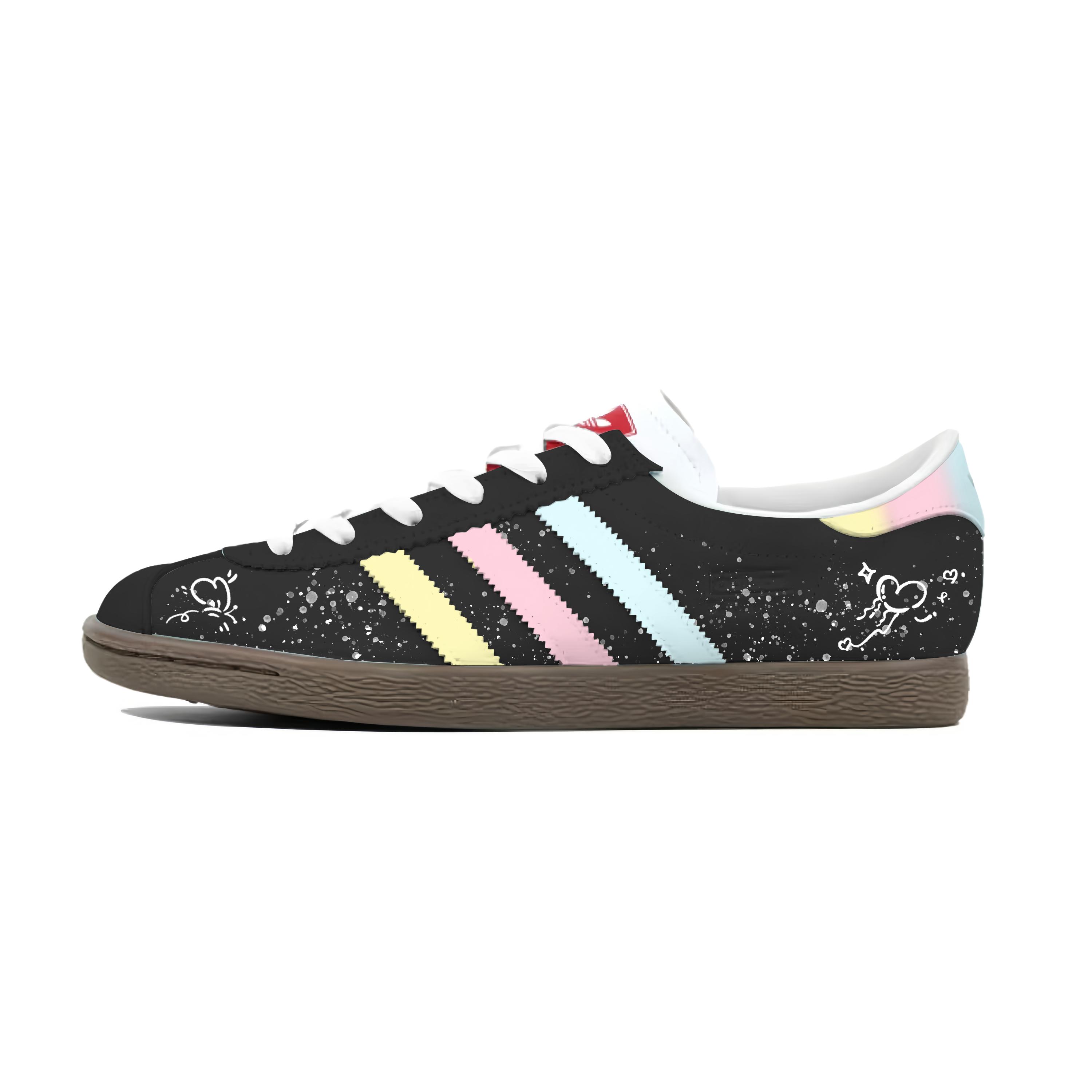 Adidas Originals Stadt Love Of The Rainbow Low top German Army Trainers Unisex Black White Yellow Blue Pink JR6342(Team1142-) 37⅓