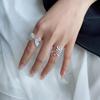 BF CLUB 925 Sterling Rings for Women Simple Geometric Handmade Irregular Retro Ring Butterfly LeafNew Fashion Party